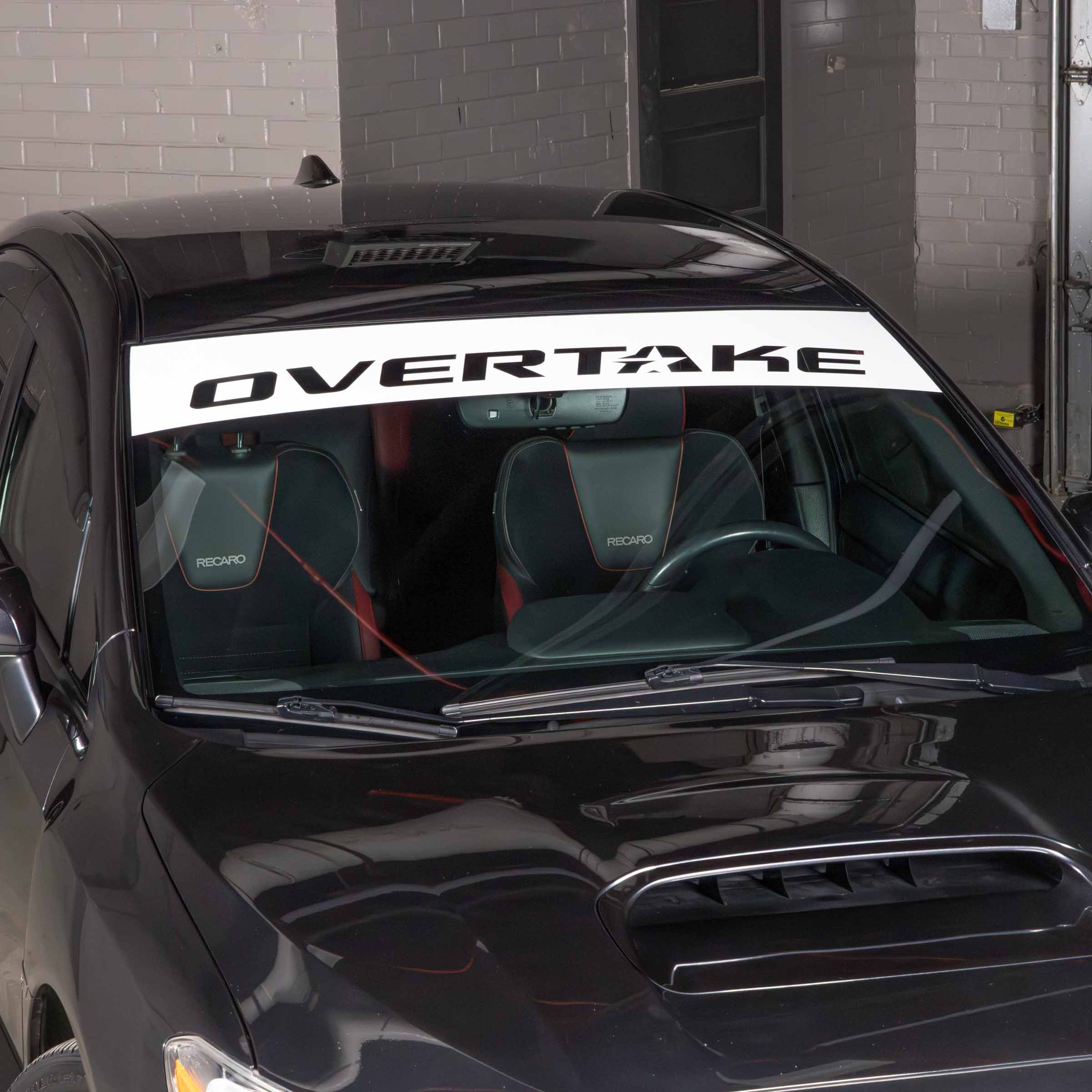 Overtake Windshield Banner White