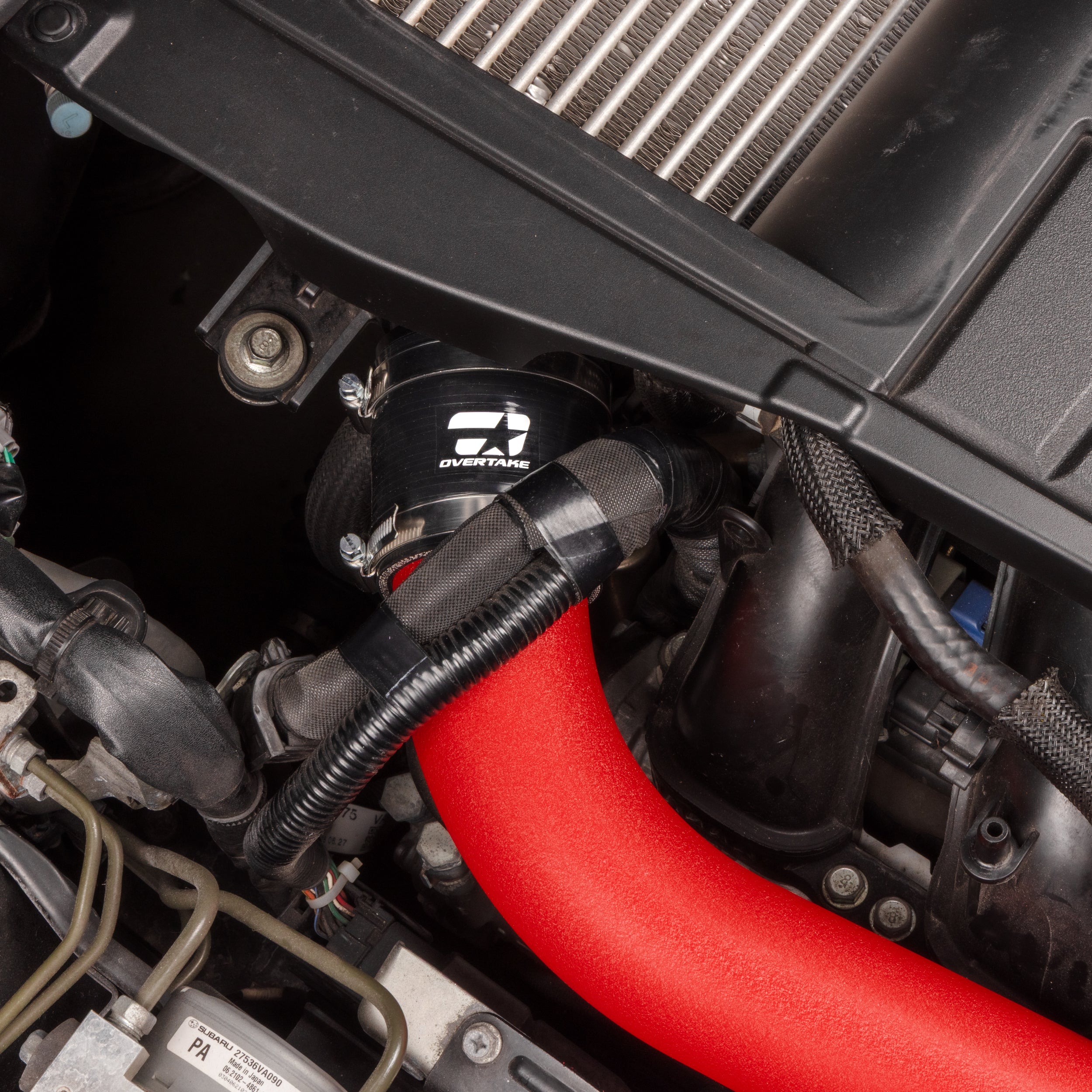 Overtake charge pipe kit for 2015-2021 Subaru WRX in red powder coat #color_red