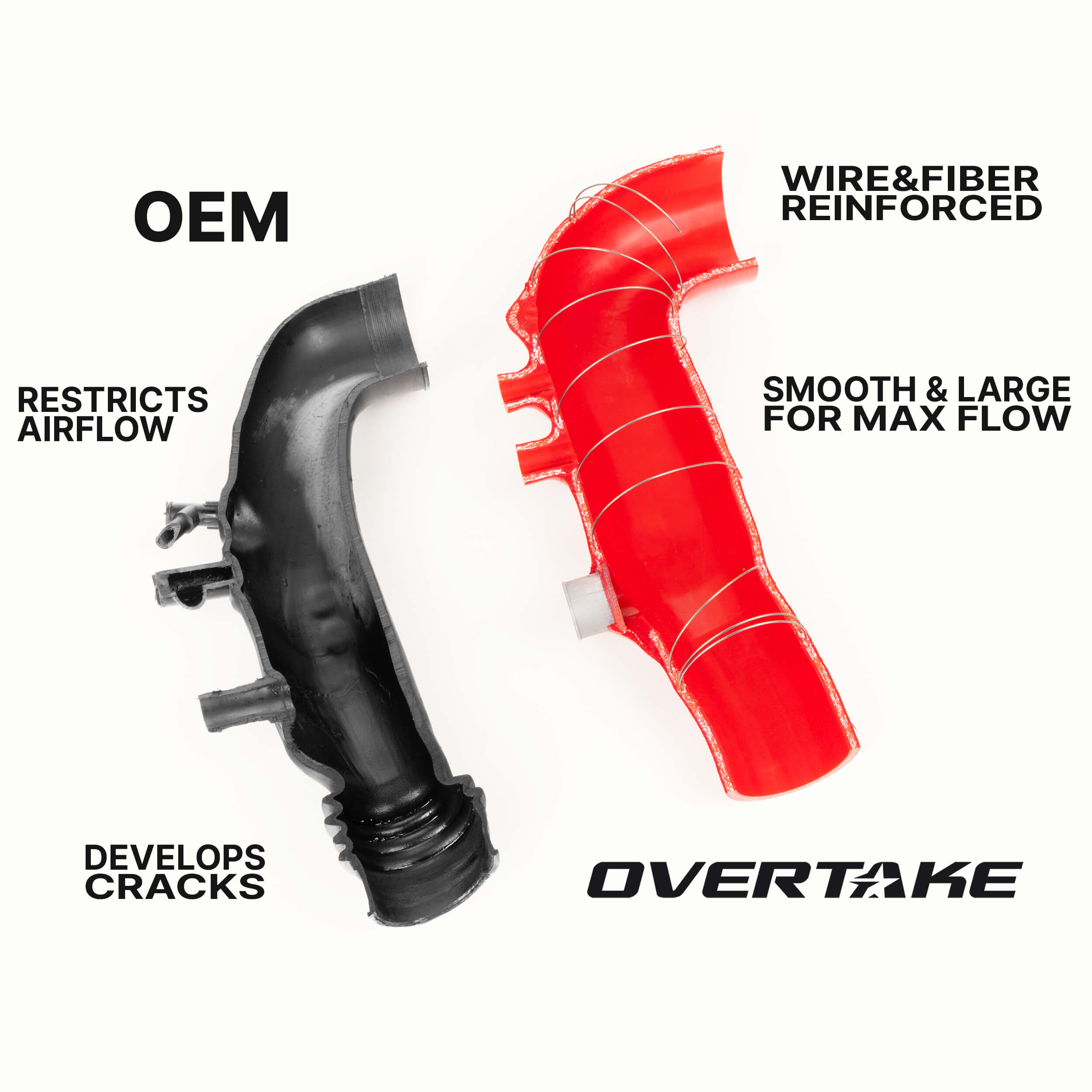 Overtake Silicone Turbo Inlet Hose - Subaru 2004-21 STi, 2002-07 WRX, 2004-08 FXT